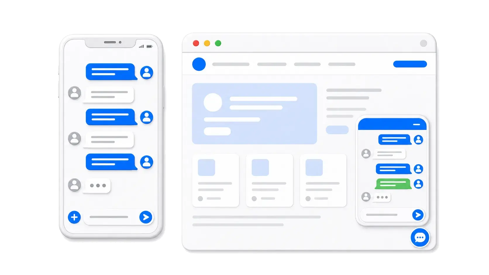 ホームページやLINEに設置できるSwarrow Chatの画面